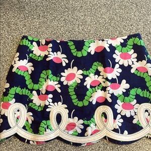 Lilly Pulitzer Floral Patterned Skirt - Blue, Green, Pink w/Scalloped Hem